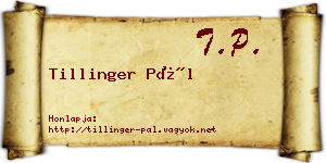 Tillinger Pál névjegykártya